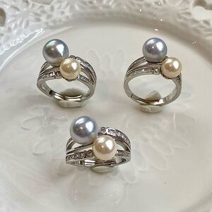 R12-High Quality S925 Akoya Sea Pearl Adjustable Ring